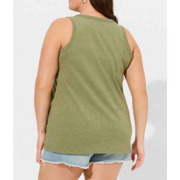 🆕Girlfriend Signature Jersey V-Neck Tank Top 0 L 12 NWT Torrid New! Olive Green - Picture 3 of 5